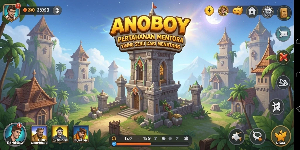 Gameplay ANOBOY yang menegangkan dalam pertahanan menara.