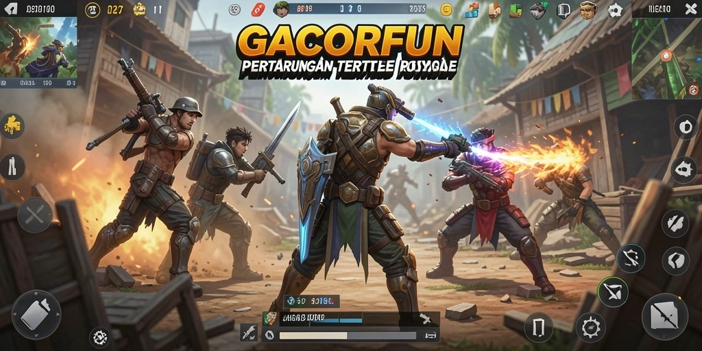 Tangkapan layar gameplay GACORFUN di arena pertempuran.