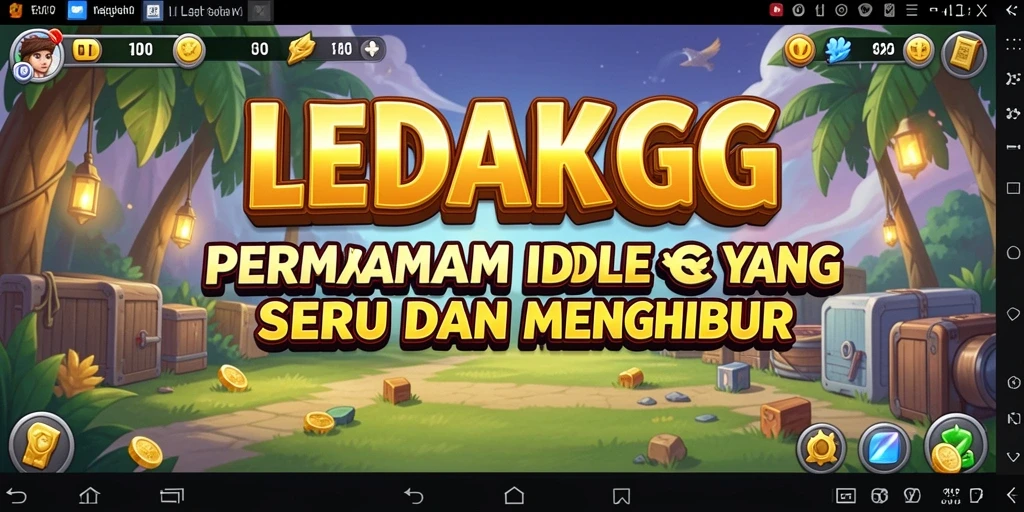 Tampilan gameplay LEDAKGG dengan karakter yang beraksi di dunia Idle.