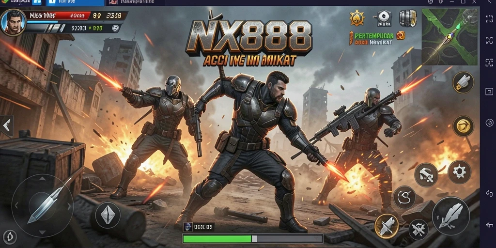 Tampilan gameplay intens dengan pertempuran yang mendebarkan.