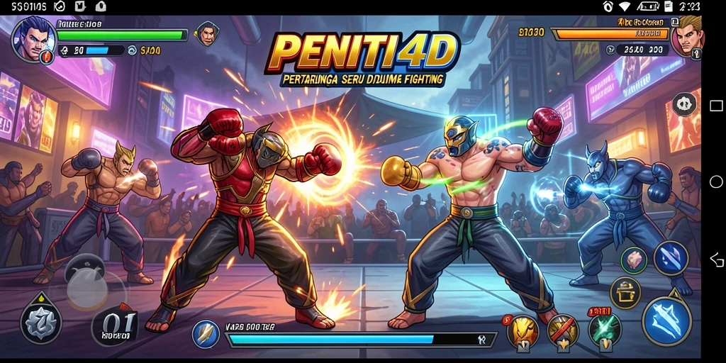 Screenshot gameplay menunjukkan aksi pertarungan seru dalam PENITI4D.