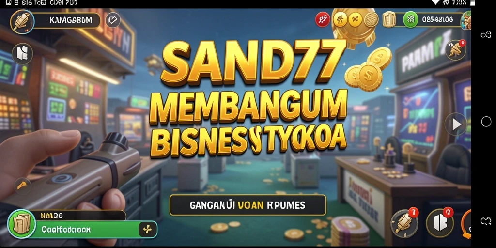 Tampilan gameplay <strong>SAND77</strong> yang menarik menunjukkan interaksi bisnis yang dinamis.