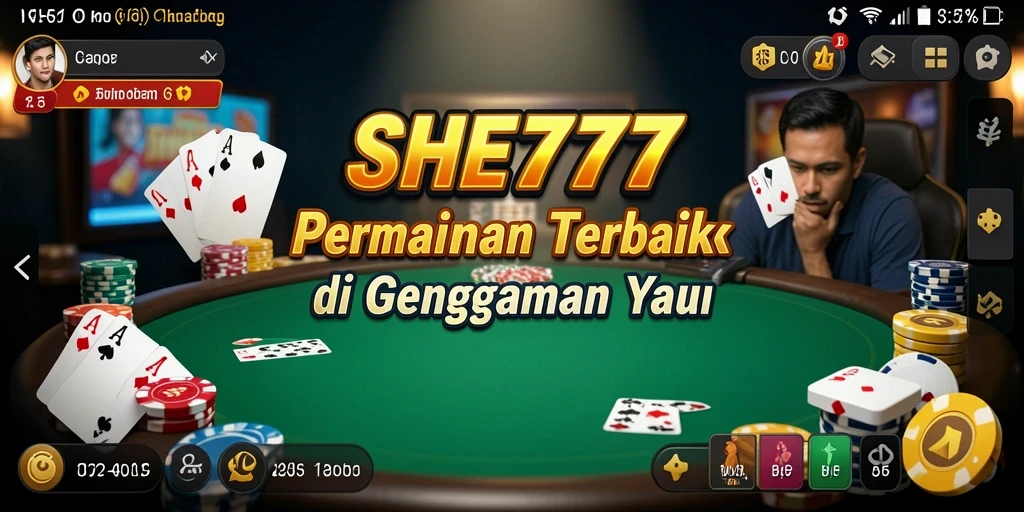 Screenshot dari gameplay intens Poker di SHE777.