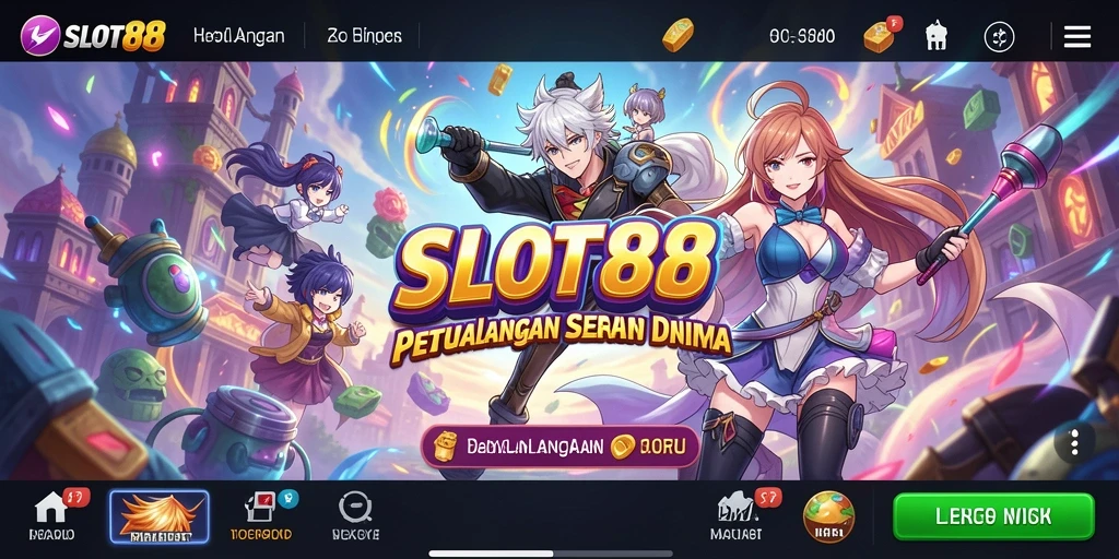 Screenshot menampilkan gameplay SLOT88 dengan karakter anime yang dinamis.